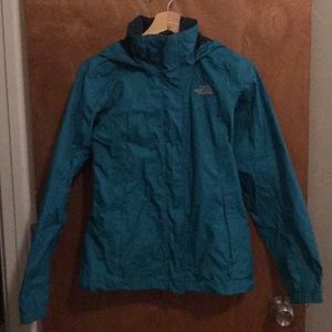 The North Face blue rain coat